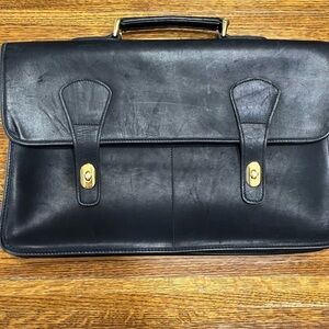 Vintage Black Leather Briefcase Laptop Gold Hardware Men’s/Women’s